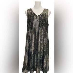 EVERLY Black & Gold Metallic Cocktail Dress